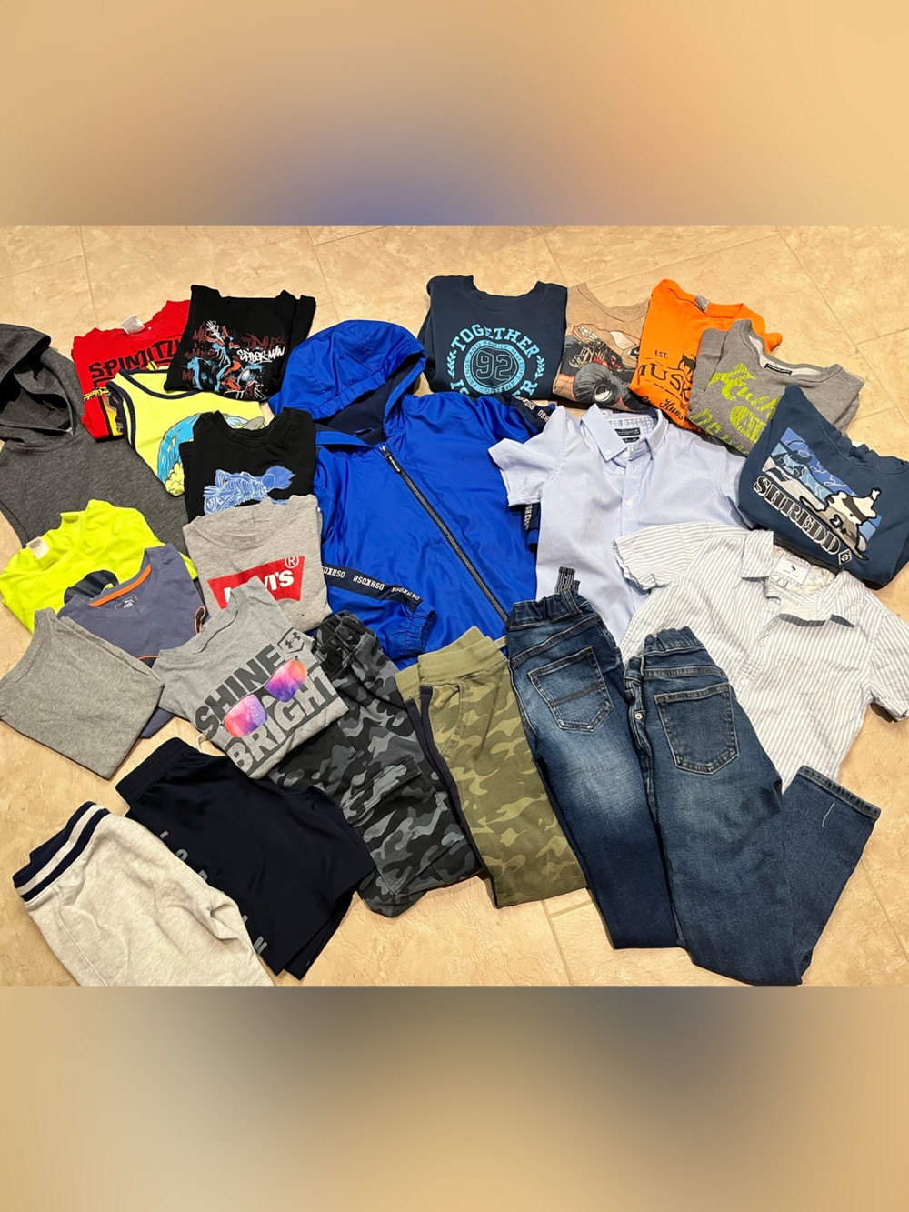 Boys Size 6 Bundle 24 PCS | OshKosh Coat Jeans Hoodies Tees Button Downs
